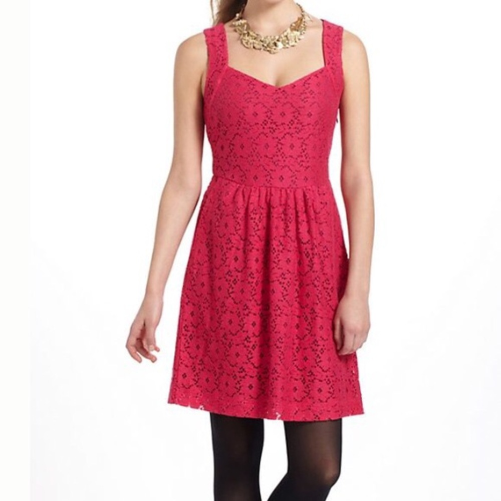 Anthropologie Pink Lace Dress